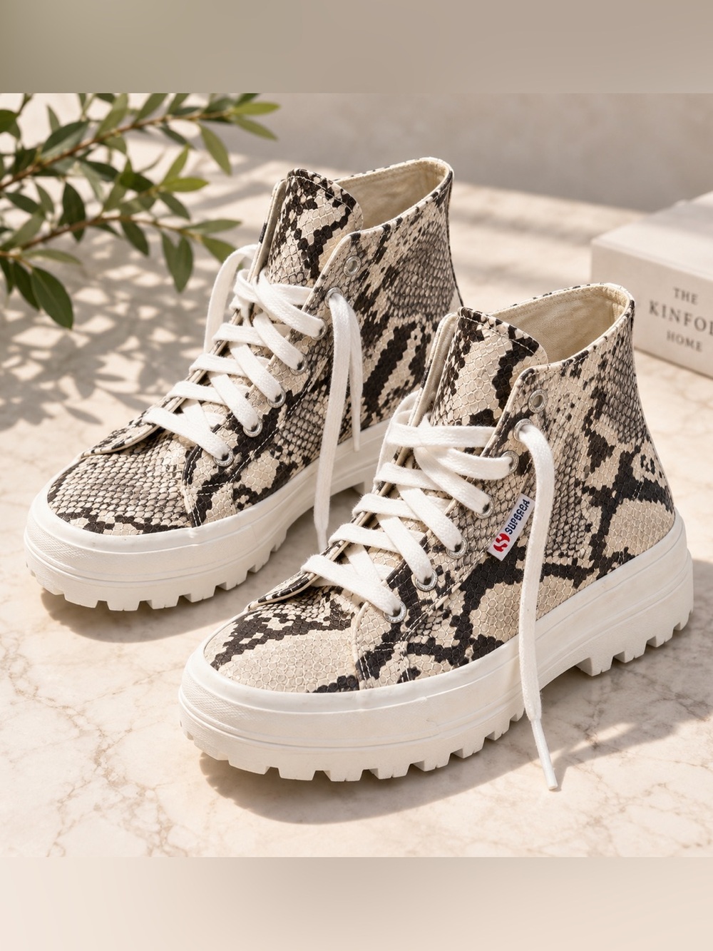Superga Alpina Snakeskin Platform High Top Sneakers Size 7.5